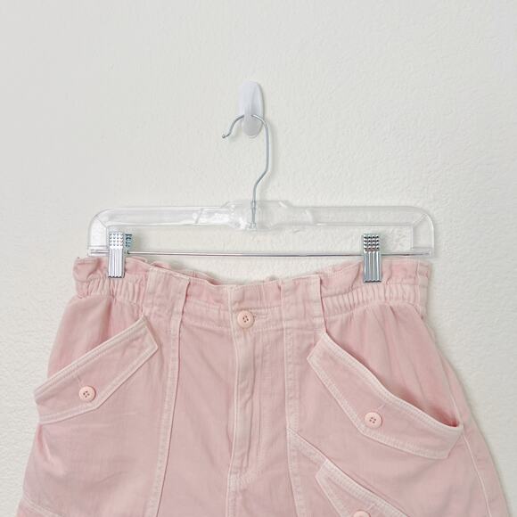 [American Eagle Outfitters] Pink High Rise Paperbag Elastic Waist Denim Shorts 6 - Picture 4 of 8